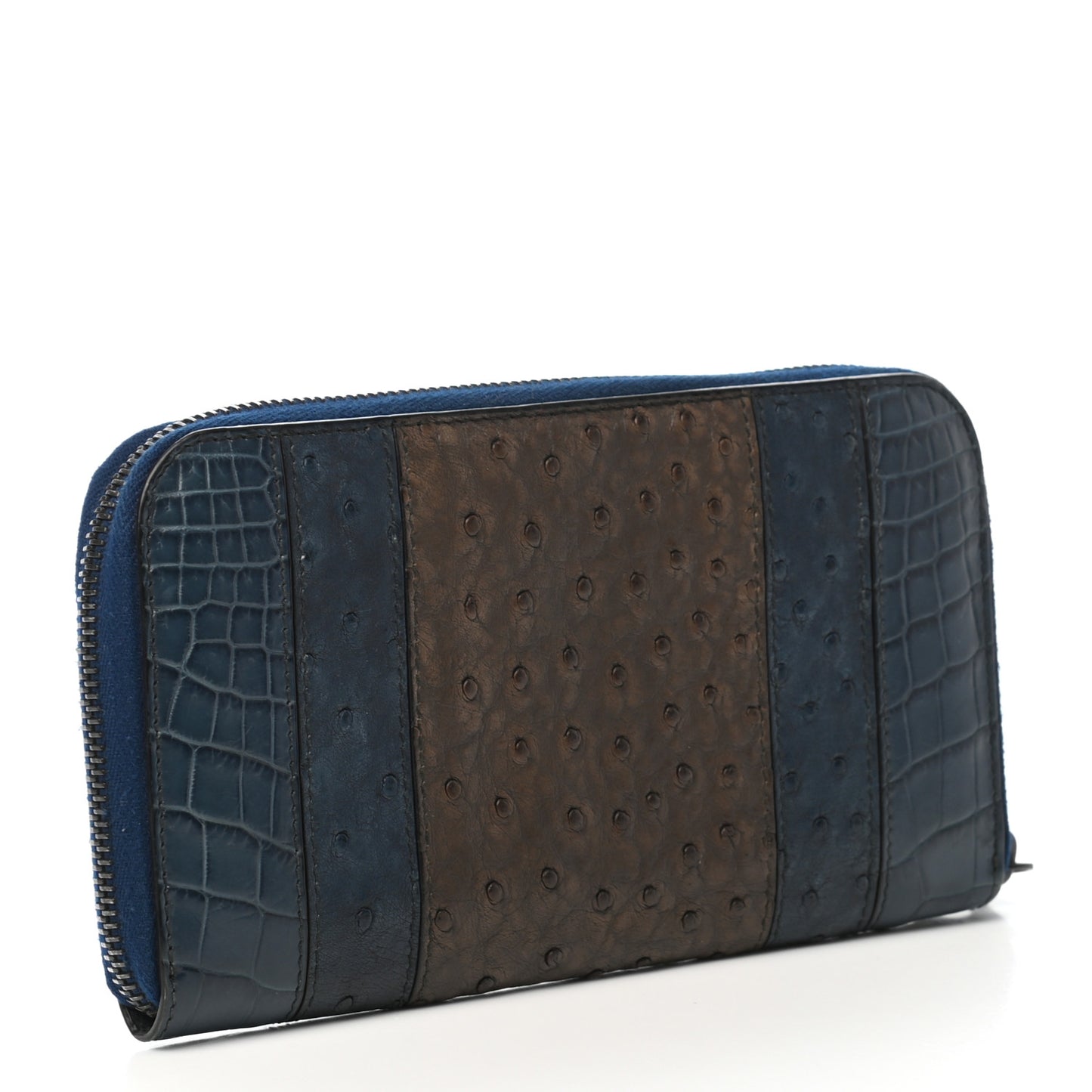 Crocodile Ostrich Zip Around Wallet Pacific