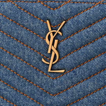 Saint Laurent Denim Matelasse Chevron Monogram A5 Wristlet Blue 8 of 11