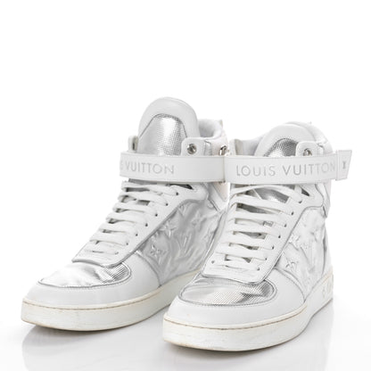 Louis Vuitton Metallic Calfskin Embossed Monogram Boombox Sneakers 38 White Silver 4 of 16