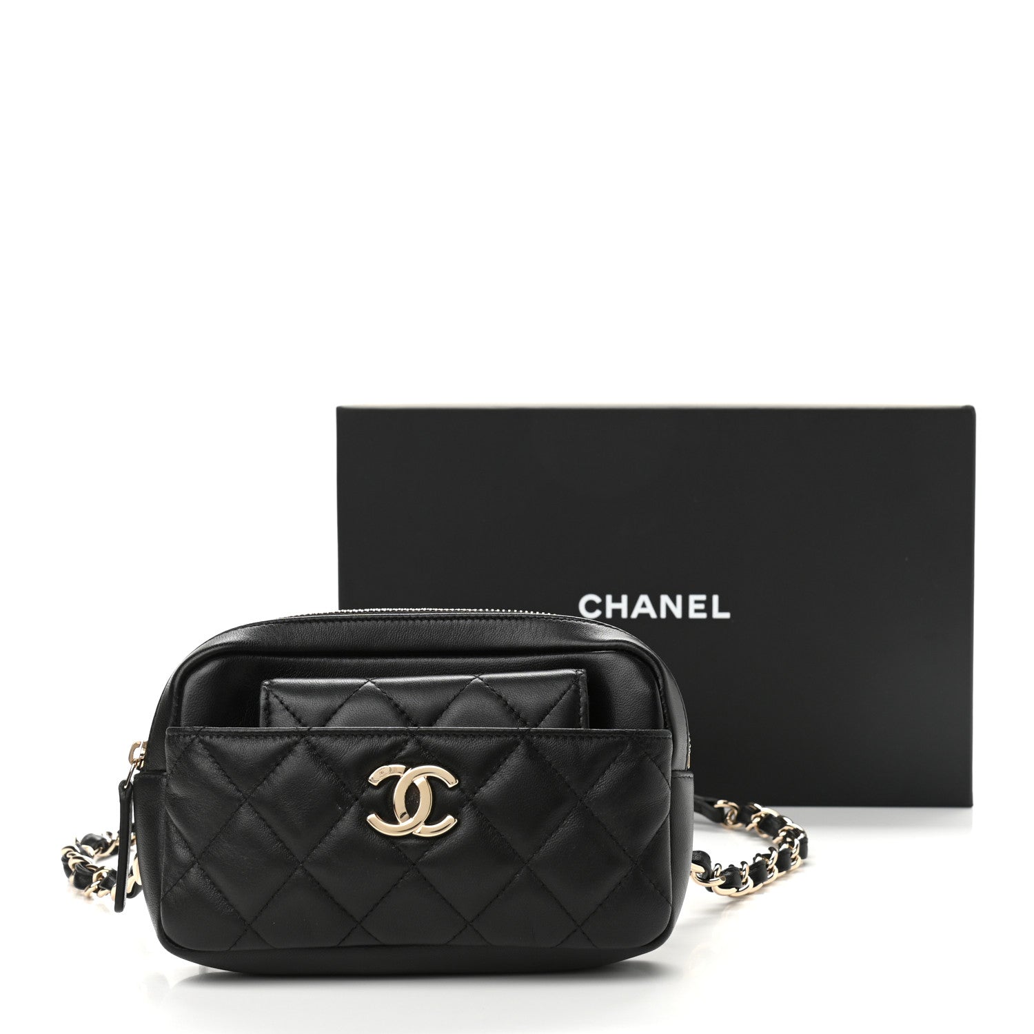 Chanel Lambskin Quilted Waist Bag With Pouch Black 12 of 12