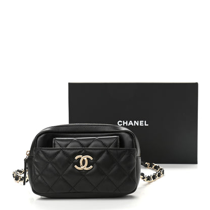 Chanel Lambskin Quilted Waist Bag With Pouch Black 12 of 12