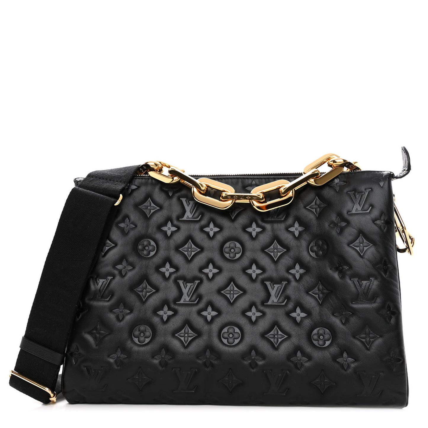 Lambskin Embossed Monogram Coussin MM Black