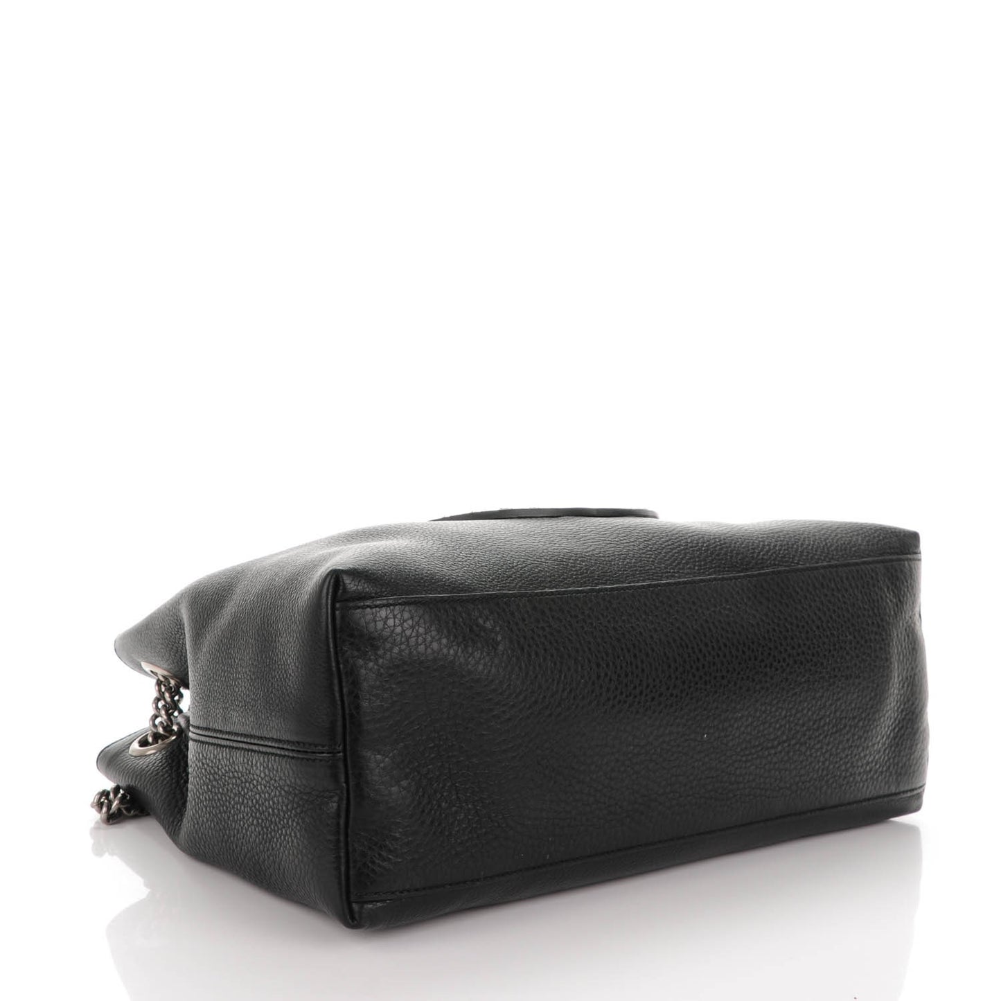 Pebbled Calfskin Studded Medium Soho Chain Shoulder Bag Black