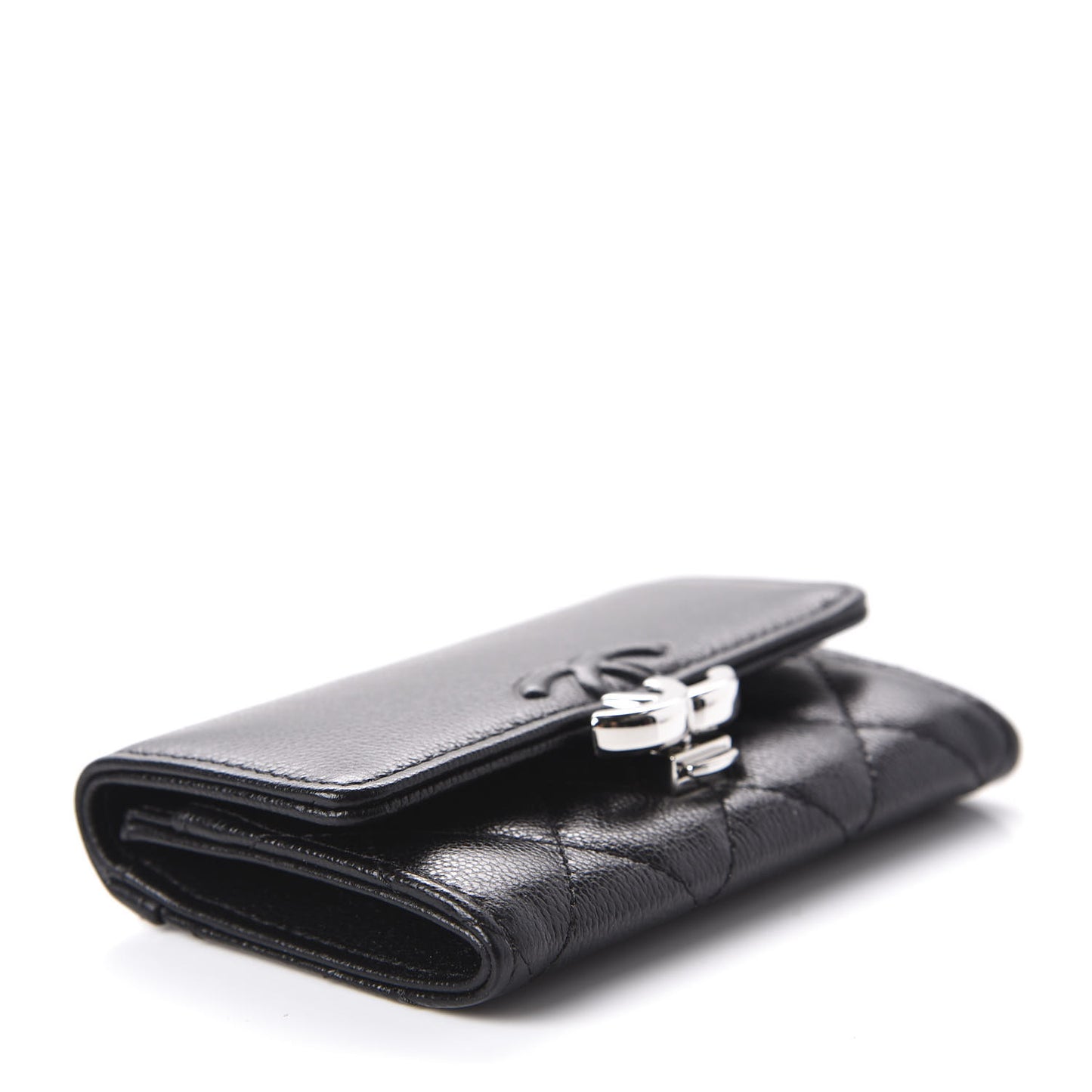 Caviar Quilted CC Box Flap Card Holder Black