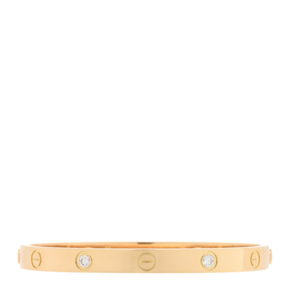 Cartier 18K Yellow Gold 4 Diamond LOVE Bracelet 17 2 of 5
