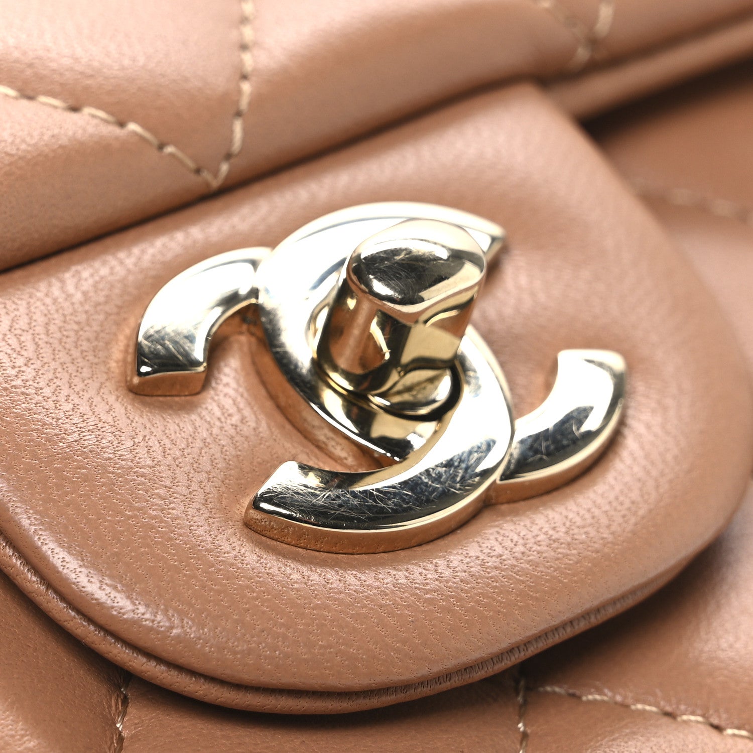 Chanel Lambskin Quilted Mini Rectangular Flap Dark Beige 10 of 10