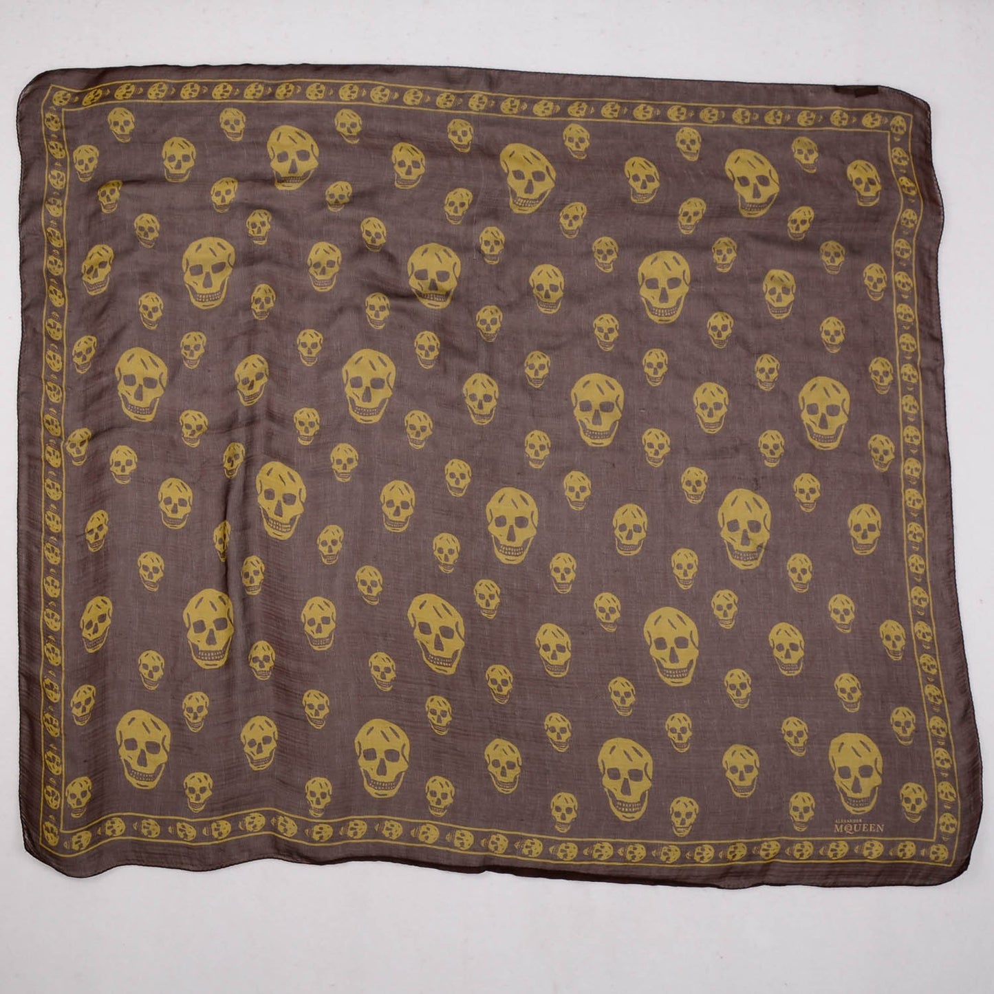 Silk Chiffon Skull Scarf Brown