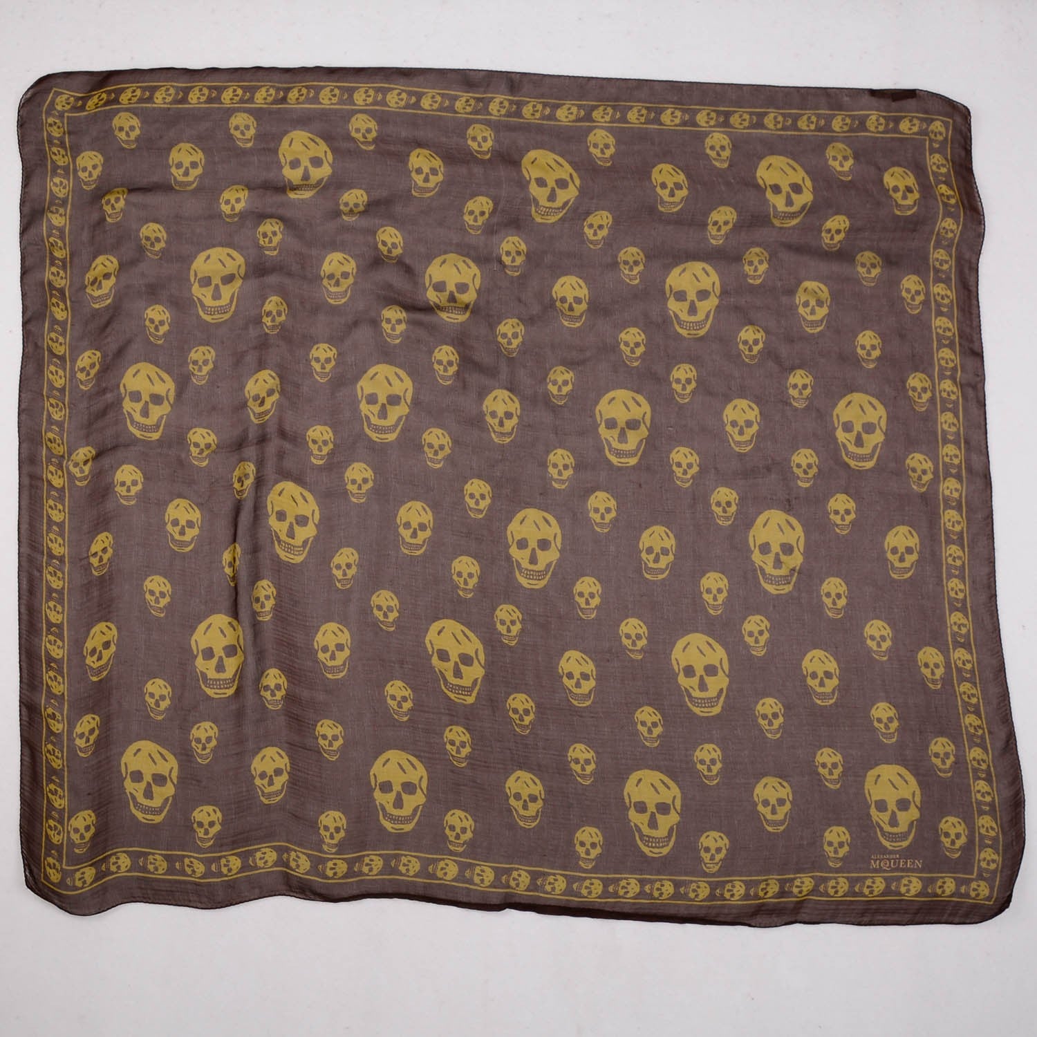 Alexander McQueen Silk Chiffon Skull Scarf Brown 3 of 5