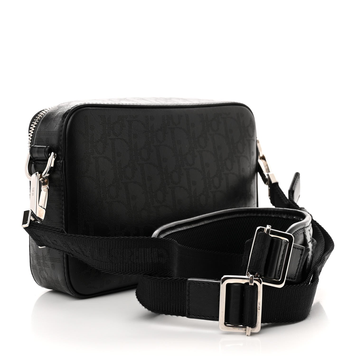 Christian Dior Calfskin Perforated Oblique Galaxy Safari Messenger Bag Black 3 of 12