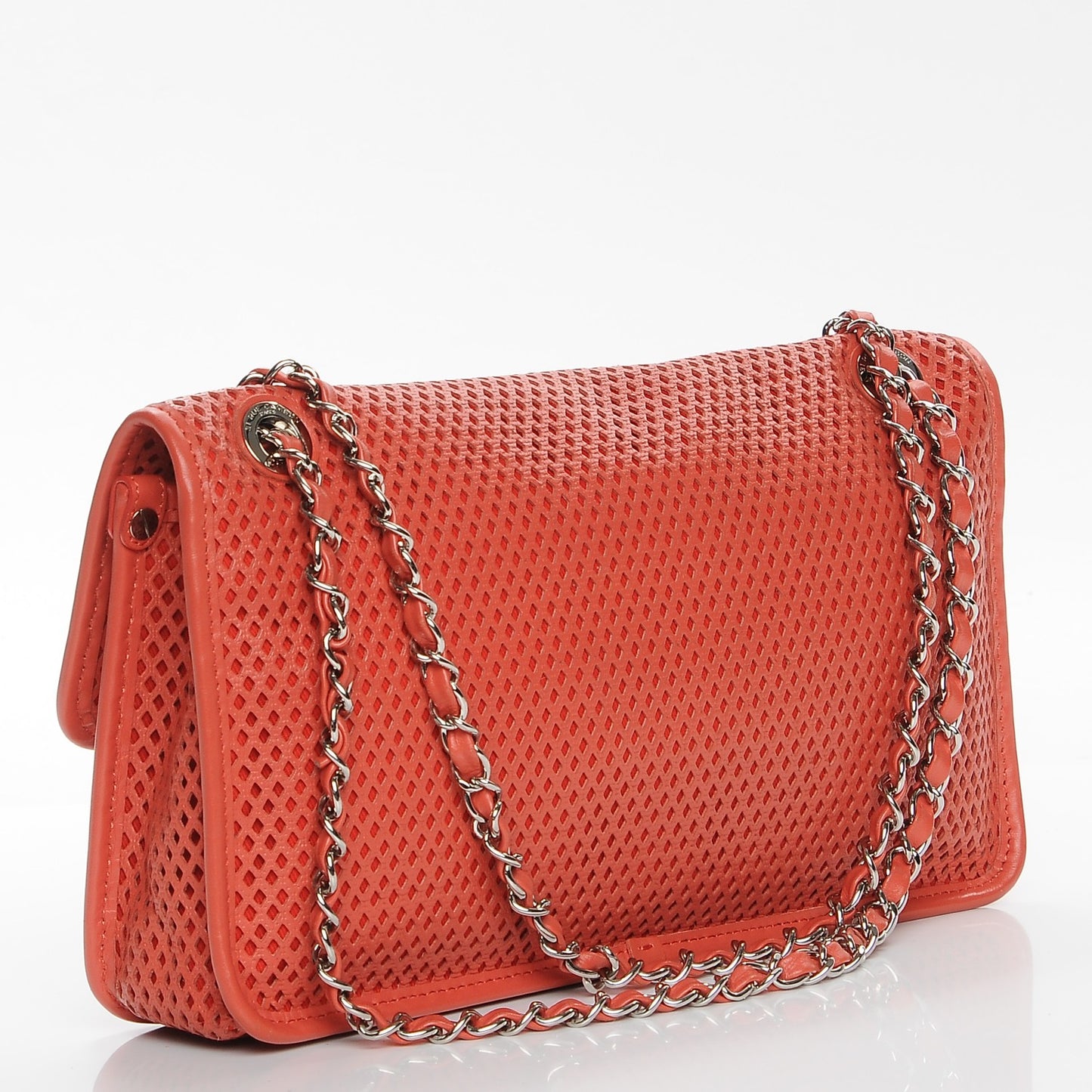 Perforated Calfskin Up In The Air Flap Red