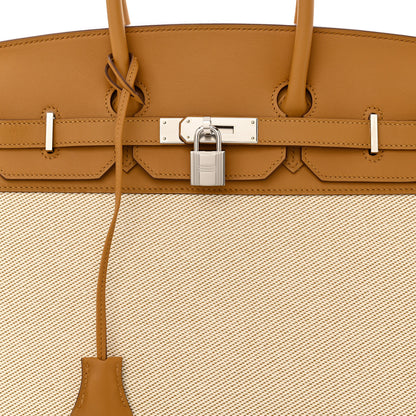 Hermes Swift Twill H Fray Fray Birkin 35 Sesame Ecru 8 of 11