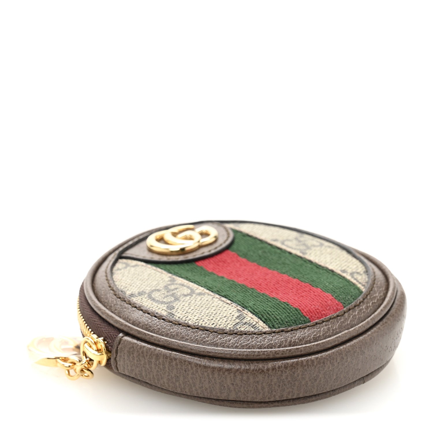 Gucci GG Supreme Monogram Web Ophidia Round Coin Purse Beige New Acero 4 of 8