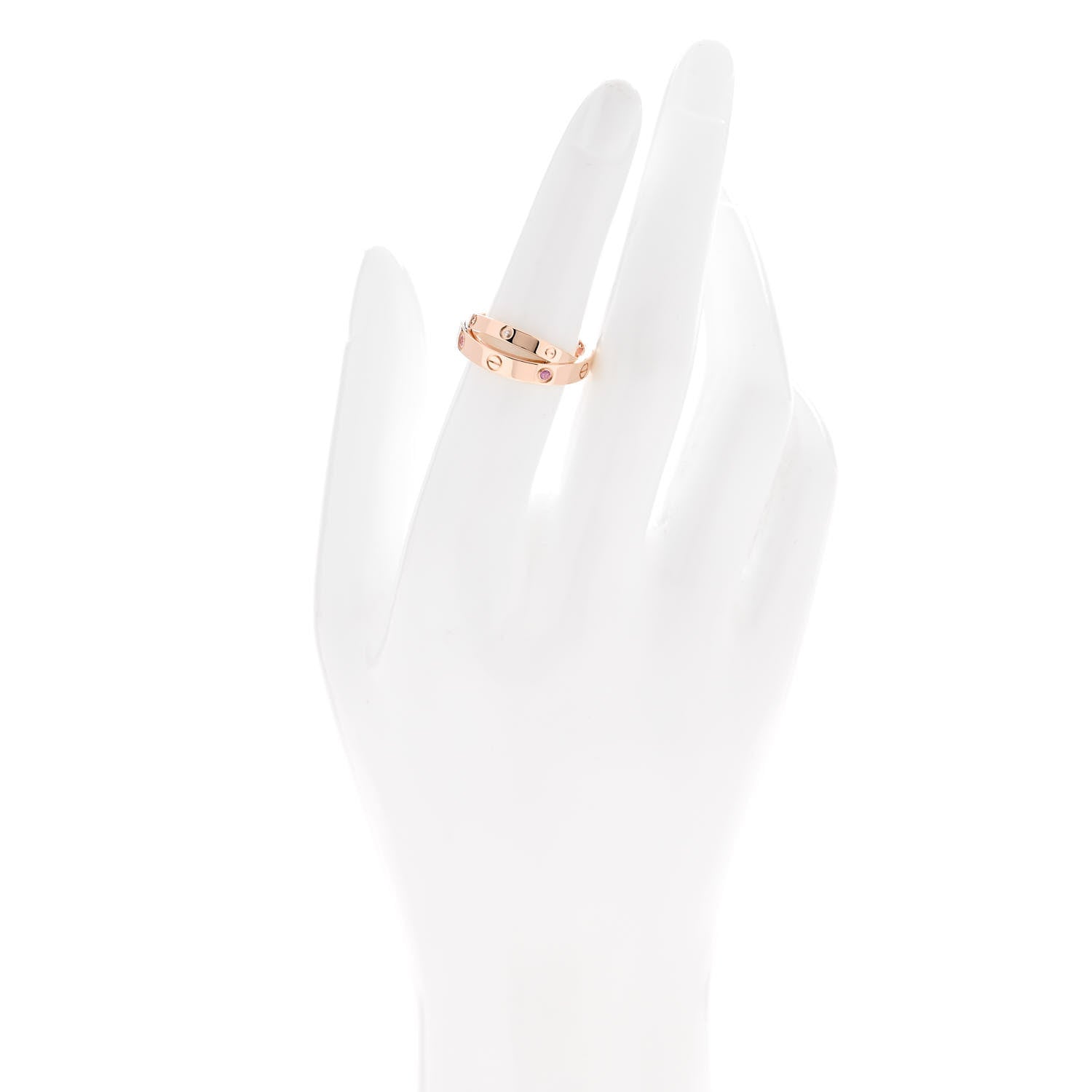 Cartier 18K Pink Gold Diamond Pink Sapphire LOVE Ring 51 5.75 2 of 4