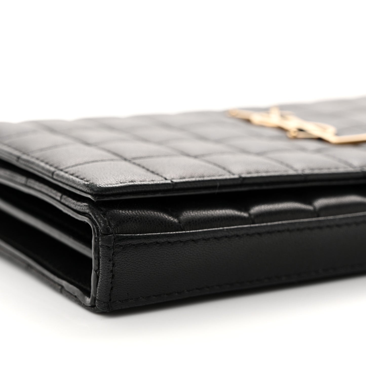 Lambskin Carre Quilted Cassandre Chain Wallet Black