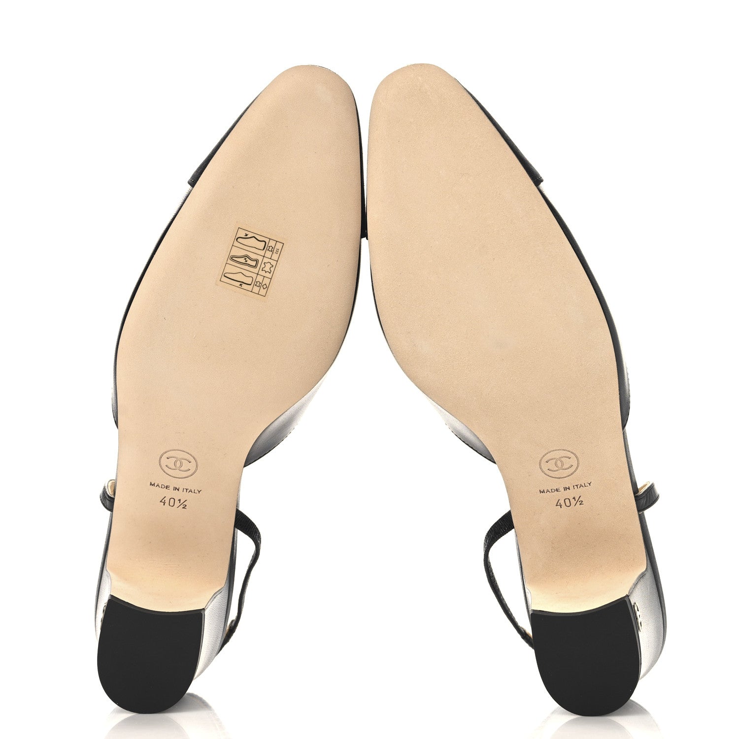 Chanel Goatskin Grosgrain Cap Toe CC Slingback Pumps 40.5 Black 6 of 10