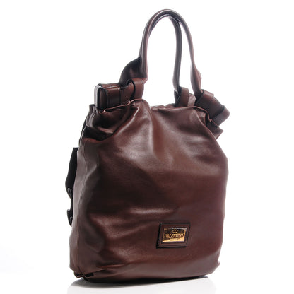 Valentino Garavani Nappa Leather Rose Vertigo Tote Brown 3 of 8
