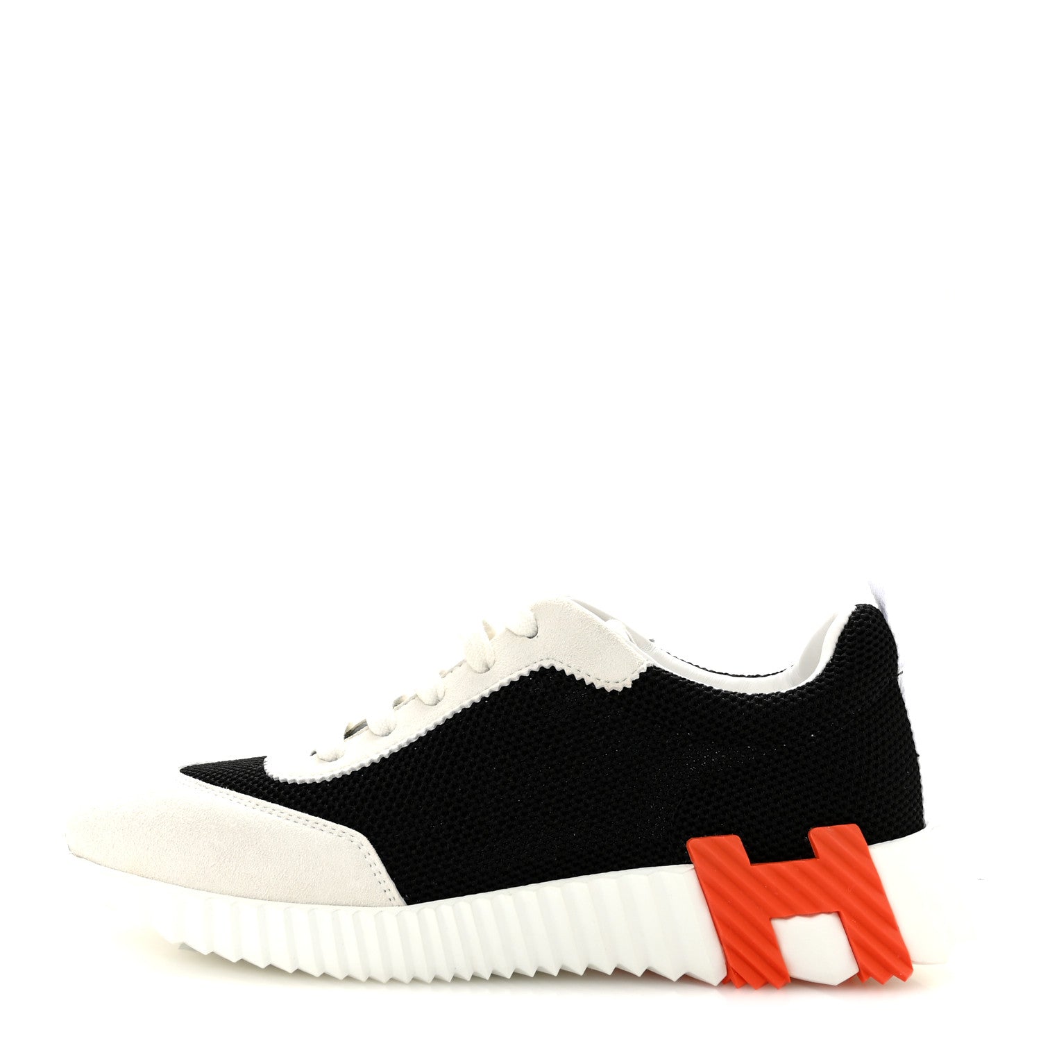 Hermes Air Mesh Suede Goatskin Bouncing Sneakers 37 Black Orange 1 of 11