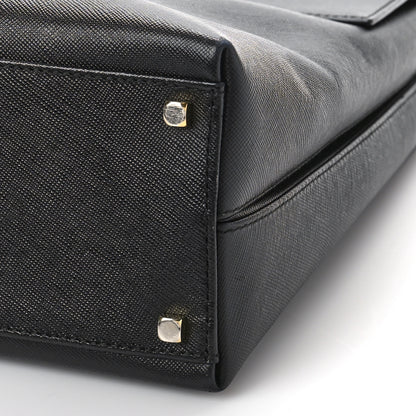 Salvatore Ferragamo Hammered Calfskin Iconic Large Top Handle Bag Black 8 of 8
