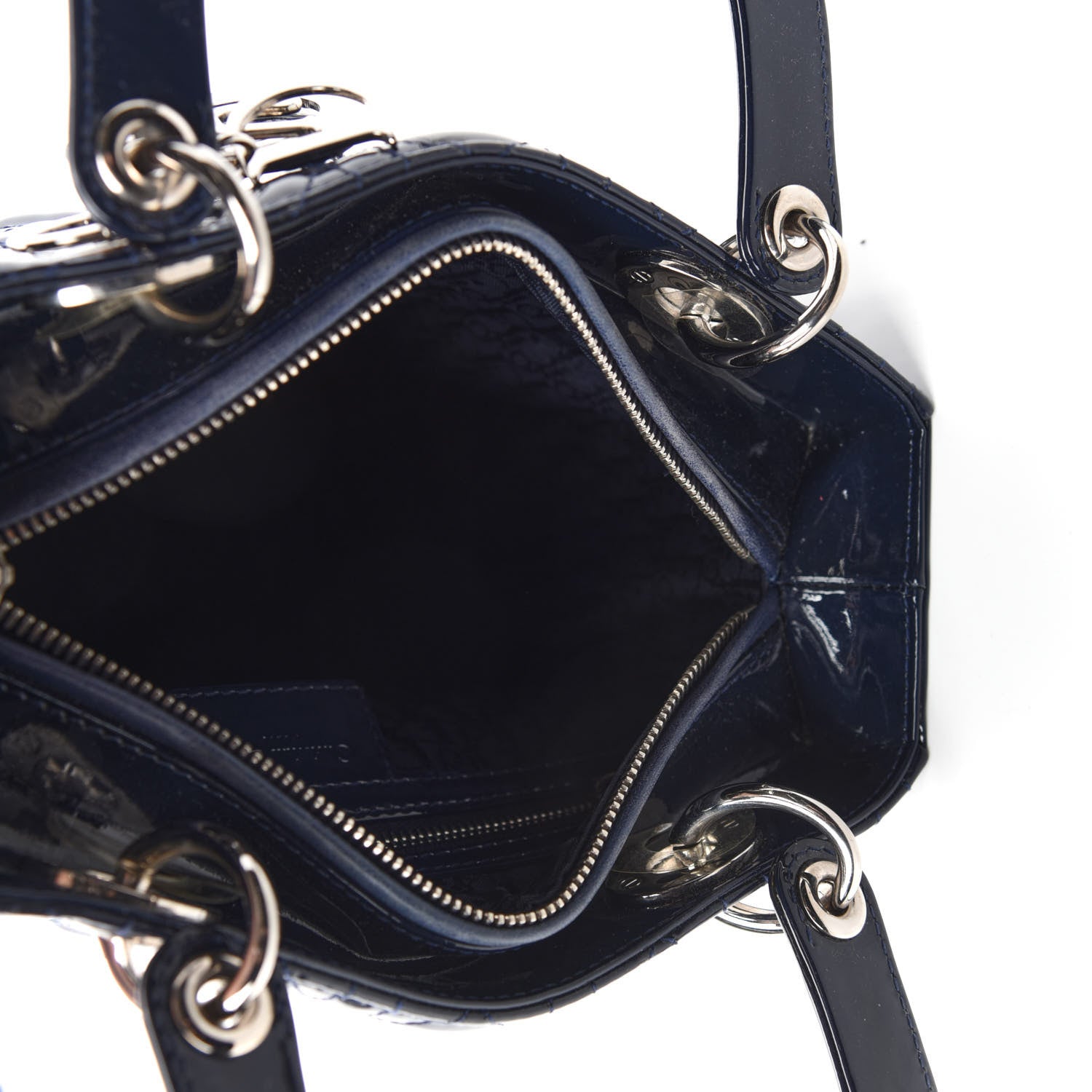 Christian Dior Patent Cannage Medium Lady Dior Navy Blue 5 of 12