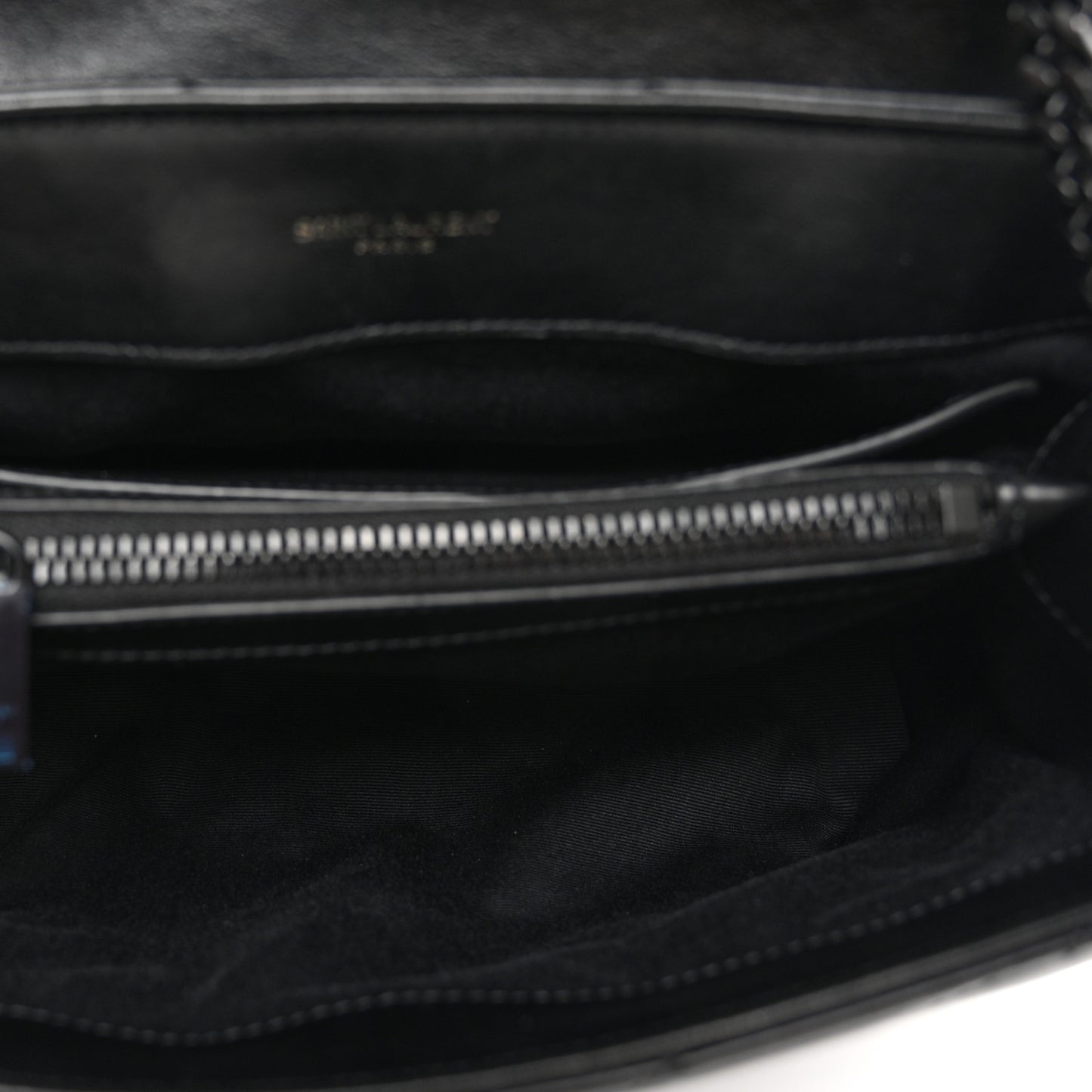 Calfskin Y Quilted Monogram Monochrome Small Loulou Chain Satchel Black