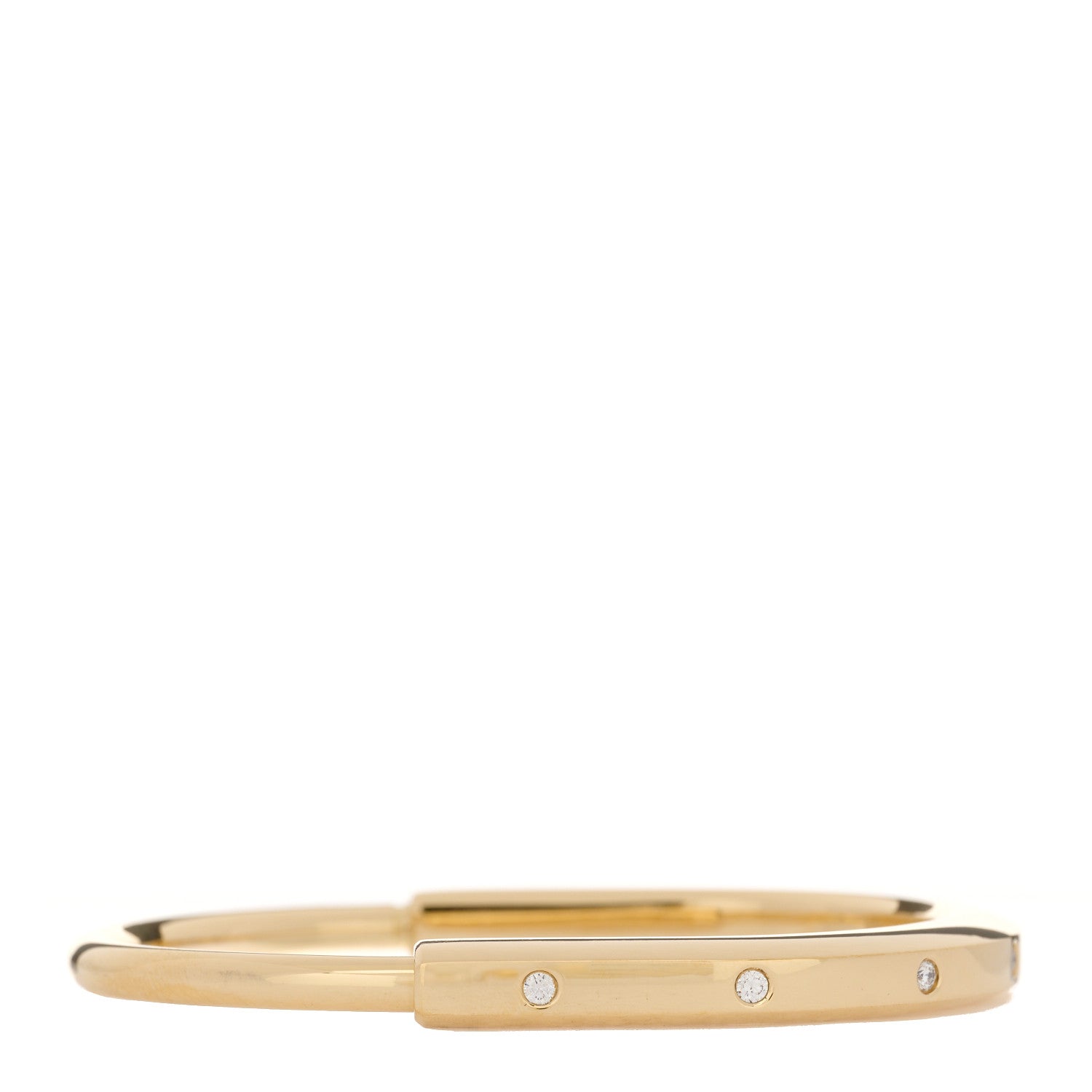 Tiffany 18K Yellow Gold Diamond Tiffany Lock Bangle Bracelet 1 of 4