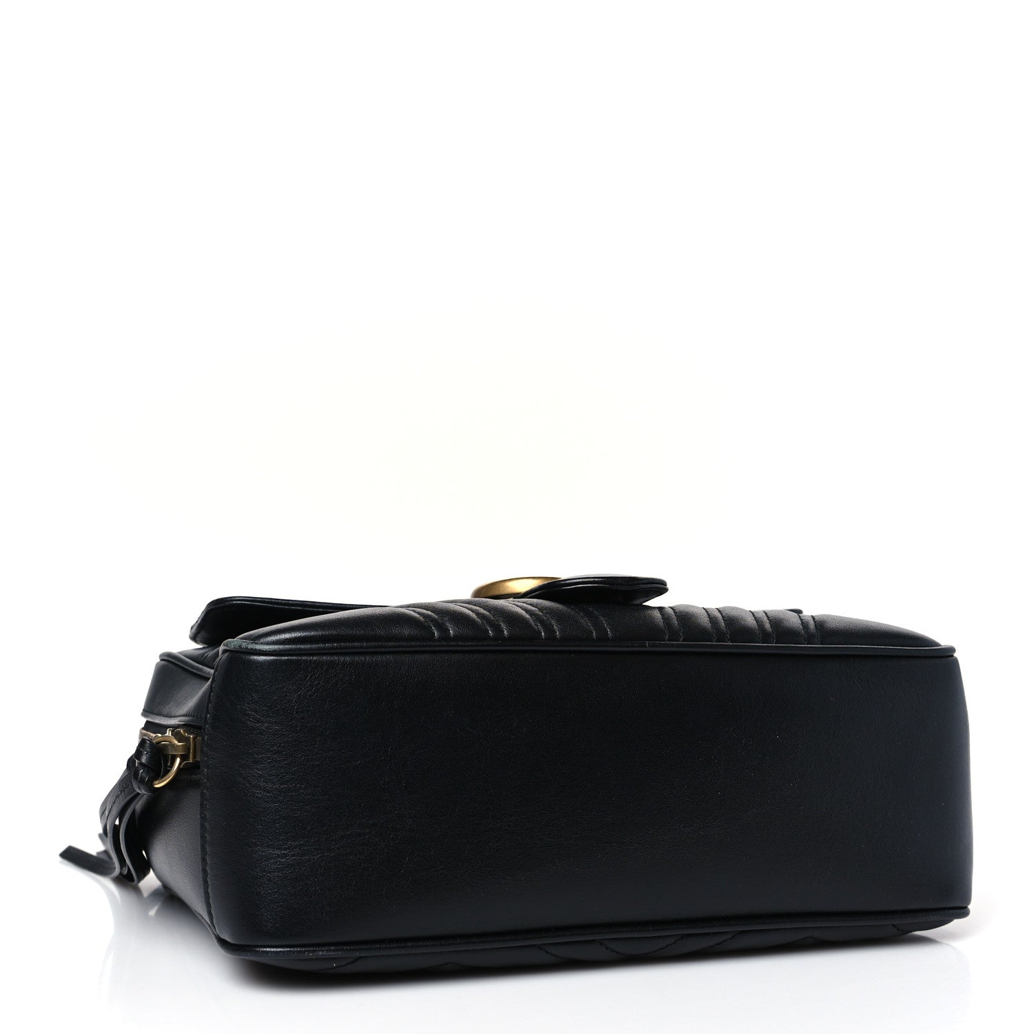 Gucci Calfskin Matelasse Sylvie Web Small GG Marmont Top Handle Shoulder Bag Black 4 of 9
