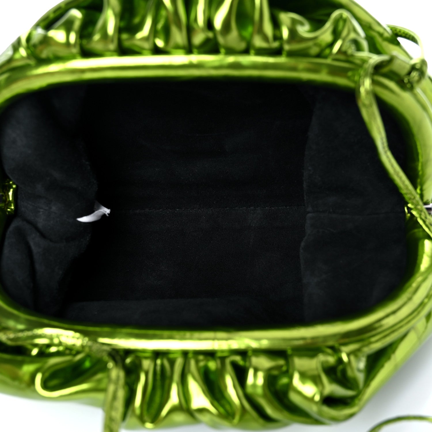 Bottega Veneta Metallic Crushed Calfskin The Mini Pouch Chlorophyll 5 of 9
