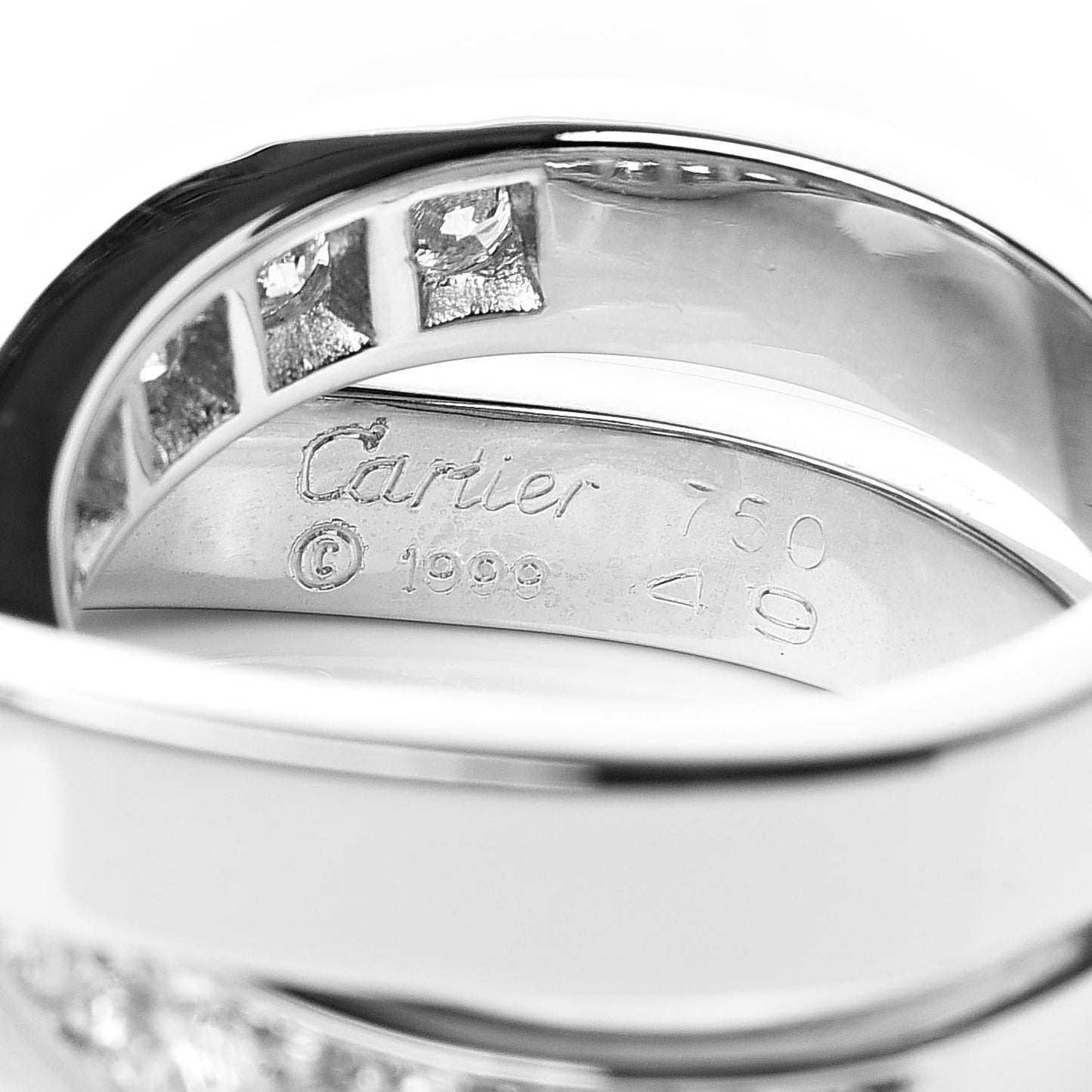 18K White Gold Diamond 9mm Paris Nouvelle Vague Ring 49 4.75