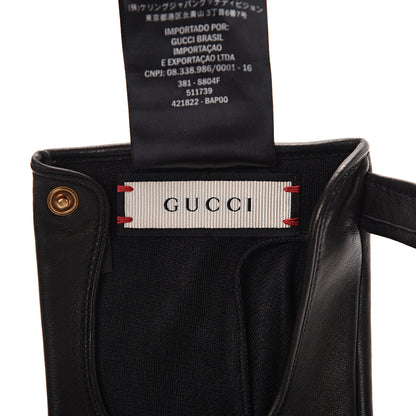 Gucci Metallic Nappa Donna Fingerless Gloves 8.5 Black 4 of 5