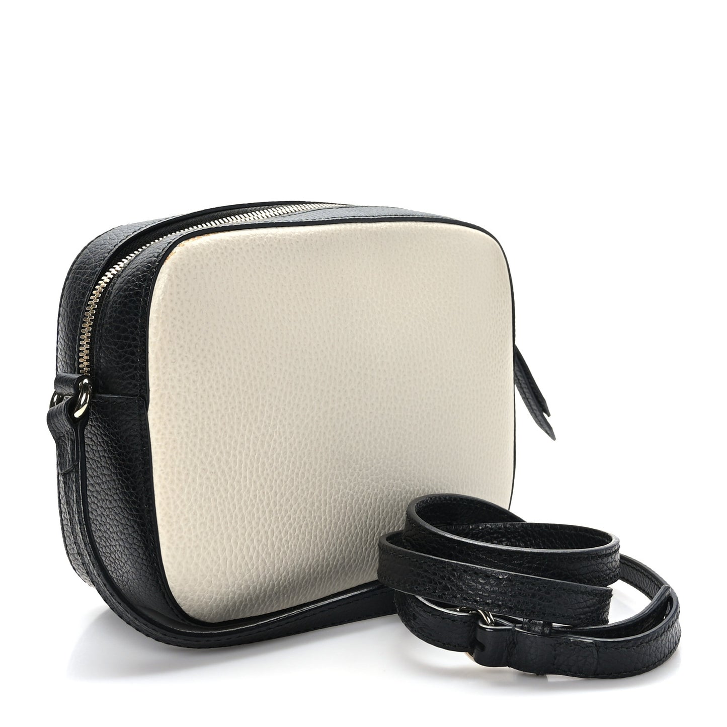 Dollar Calfskin Bi-Color Small Soho Disco Bag Mystic White Black