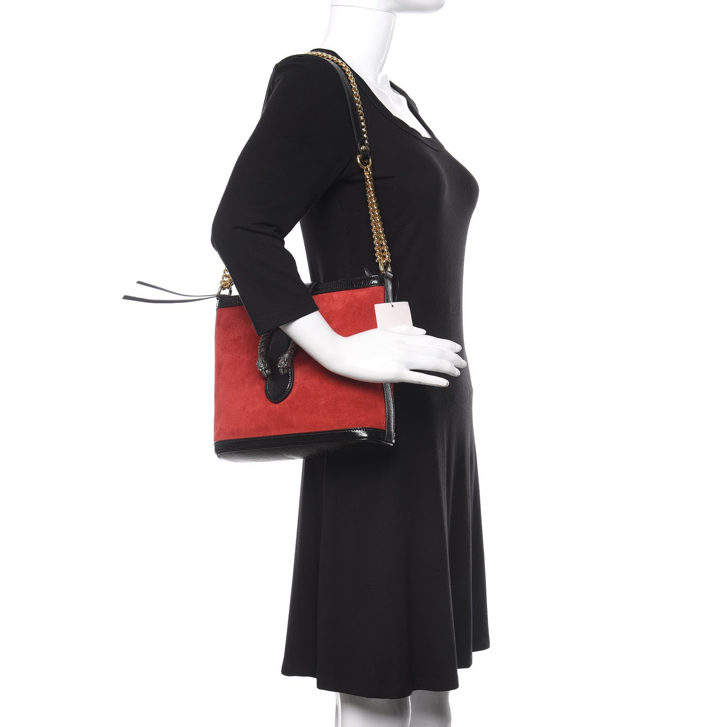Gucci Suede Patent Medium Dionysus Bucket Bag Red 3 of 12
