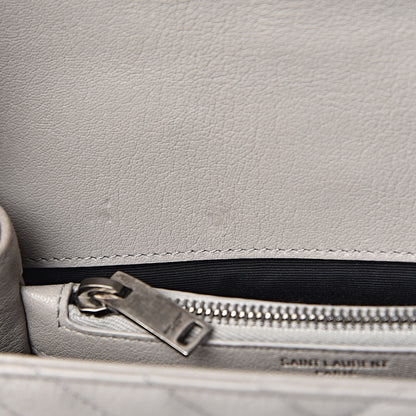 Saint Laurent Sheepskin Matelasse Chevron Monogram Medium College Bag Granite 7 of 13