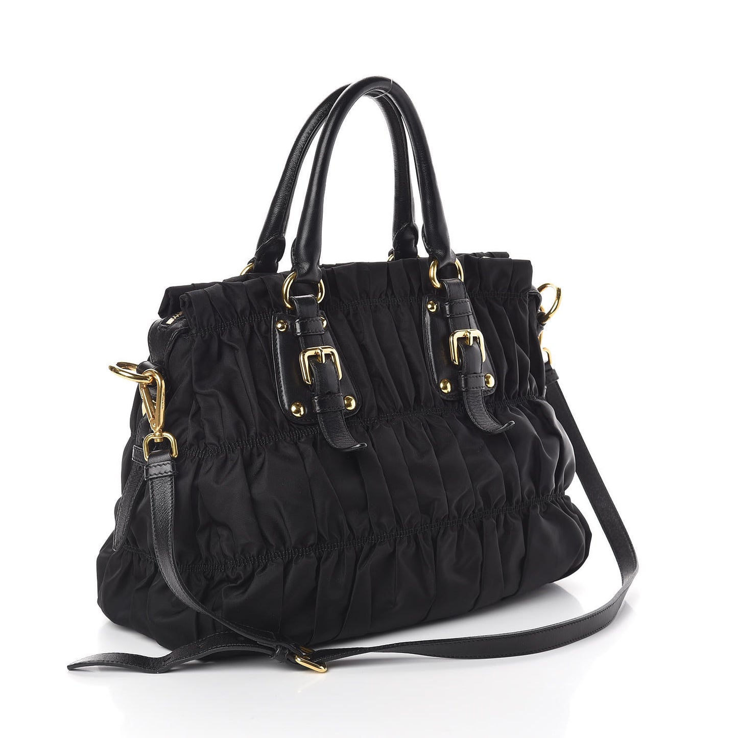 Tessuto Nylon Gaufre Satchel Black