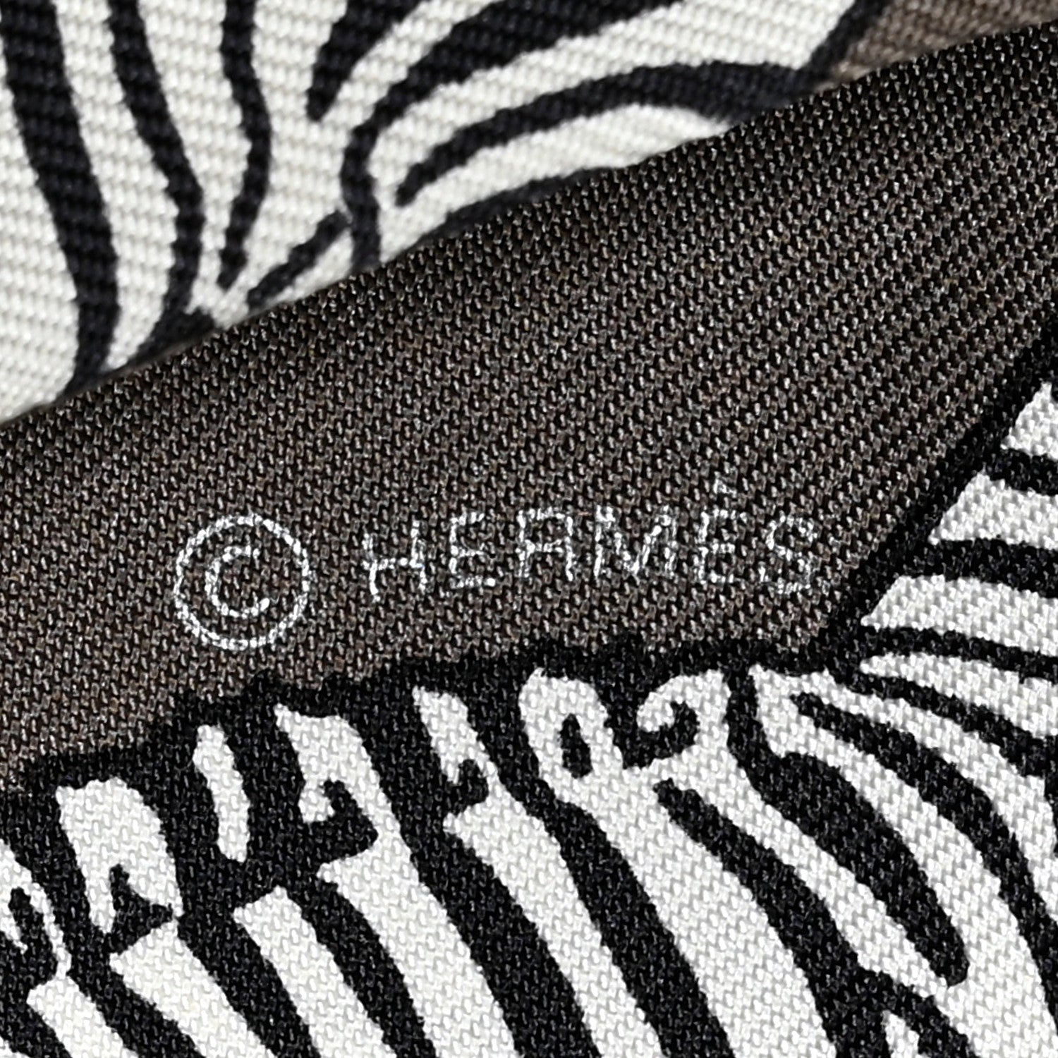 Hermes Silk Les Zebres Twilly Gris Taupe Black White 3 of 4