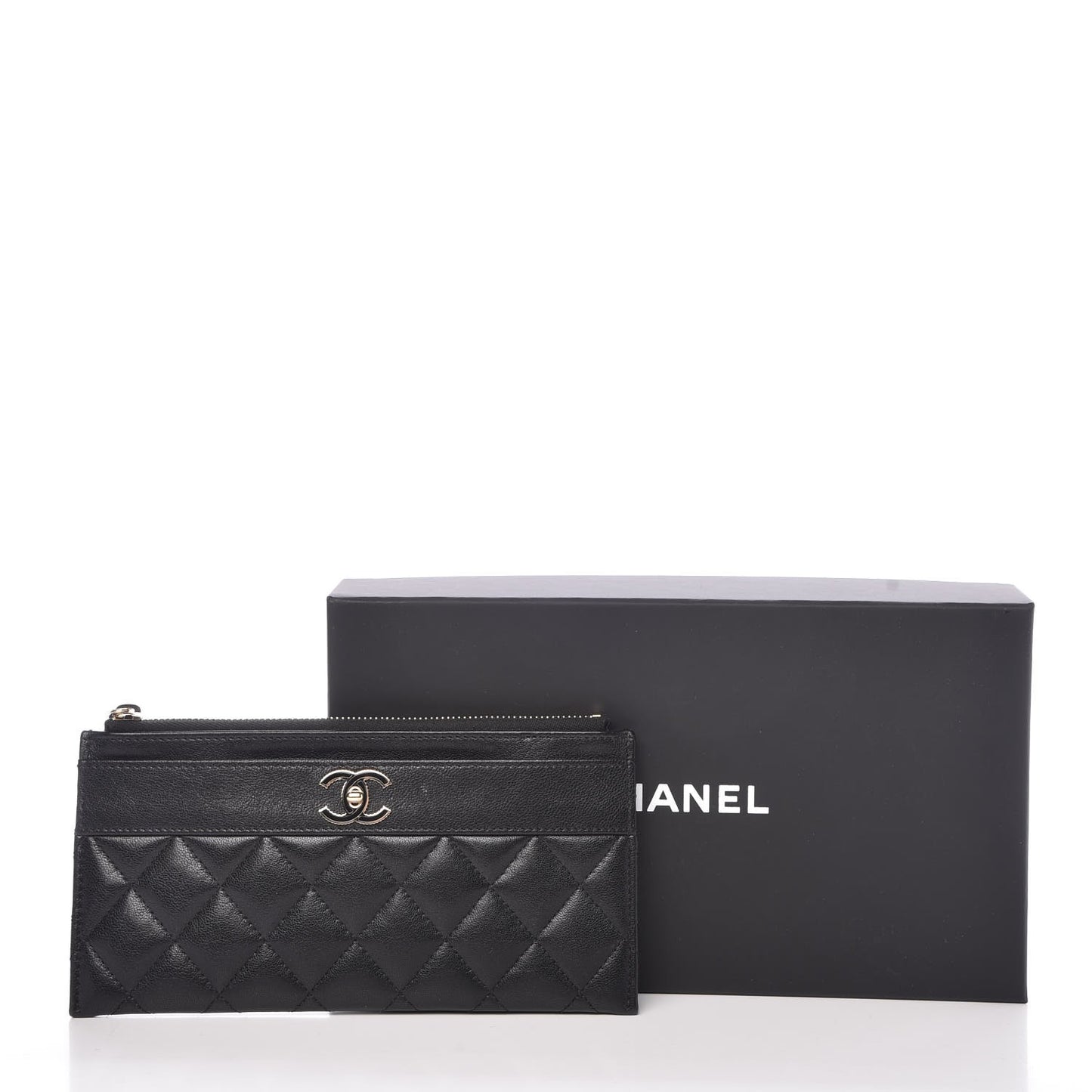 Sheepskin Quilted Mademoiselle Vintage Zip Pouch Black