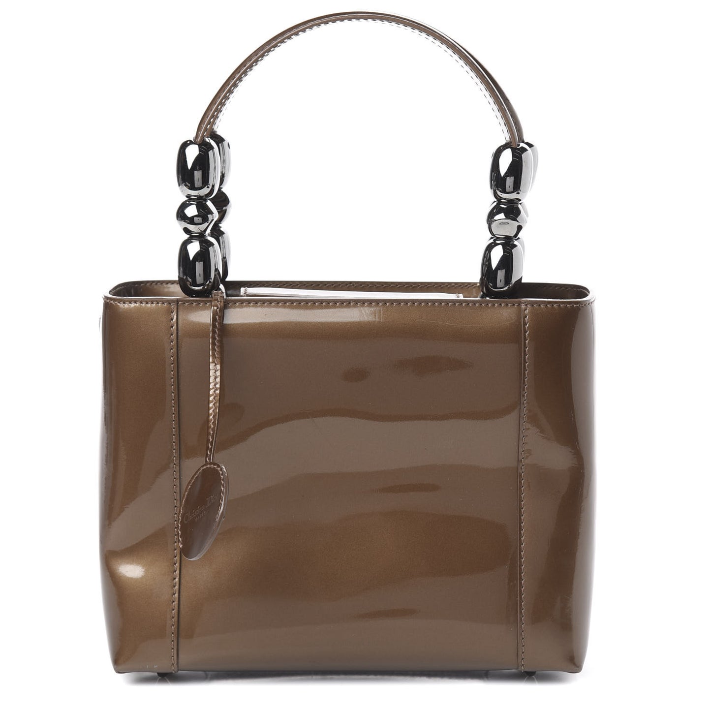 Patent Beaded Malice Tote Brown