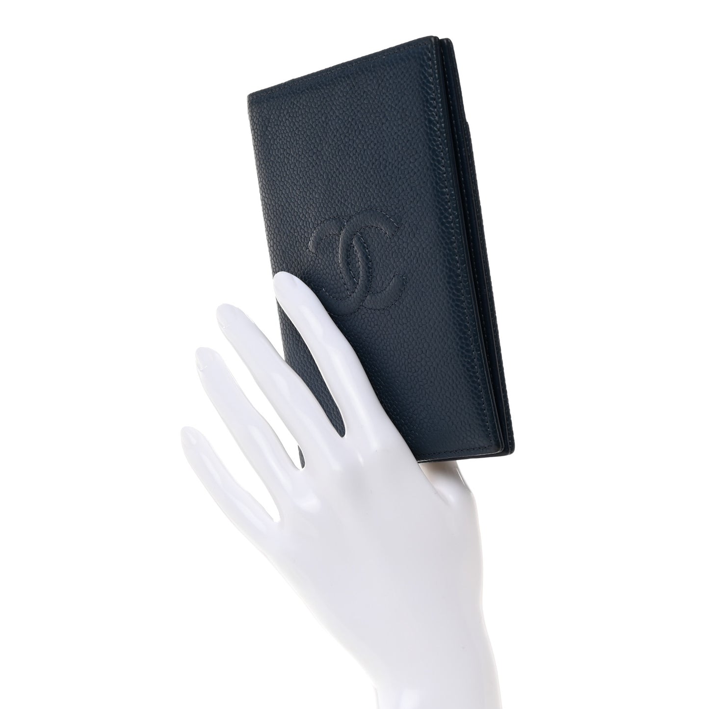Caviar Timeless Passport Holder Navy Blue