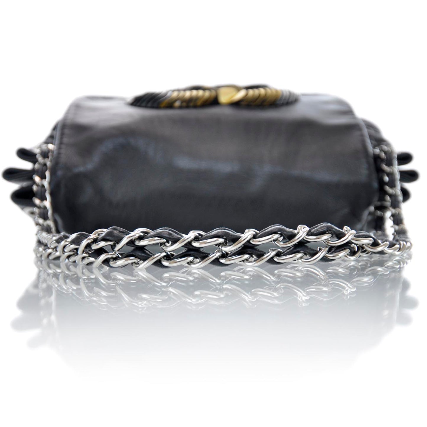 Lambskin Disc Flap Bag Black