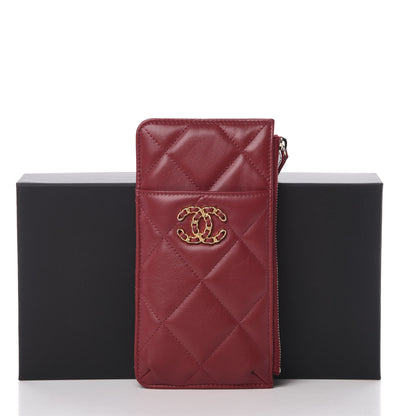 Chanel Shiny Goatskin Quilted 19 Flat Wallet Pouch Red 7 of 7