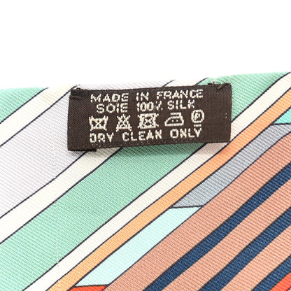 Hermes Silk Sangles En Zigzag Twilly Orange Turquoise Gris 4 of 7