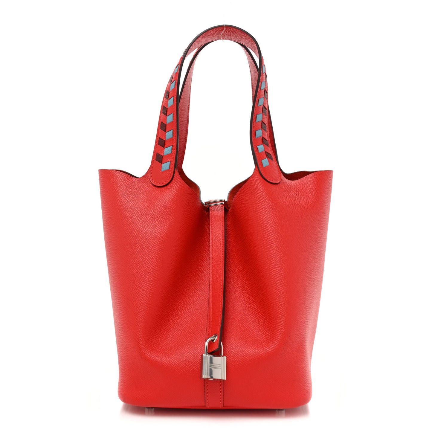 Epsom Tressage De Cuir Picotin Lock 22 MM Rouge Coeur Bleu du Nord Rouge H