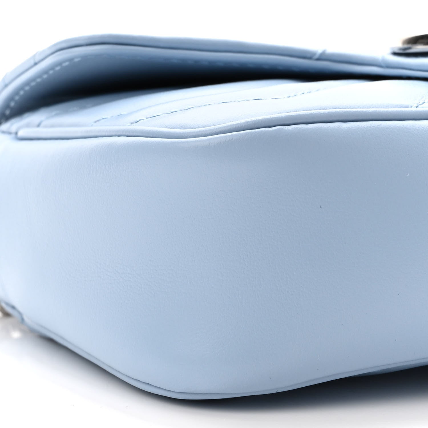 Gucci Calfskin Matelasse Super Mini GG Marmont Shoulder Bag Porcelain Light Blue 9 of 11