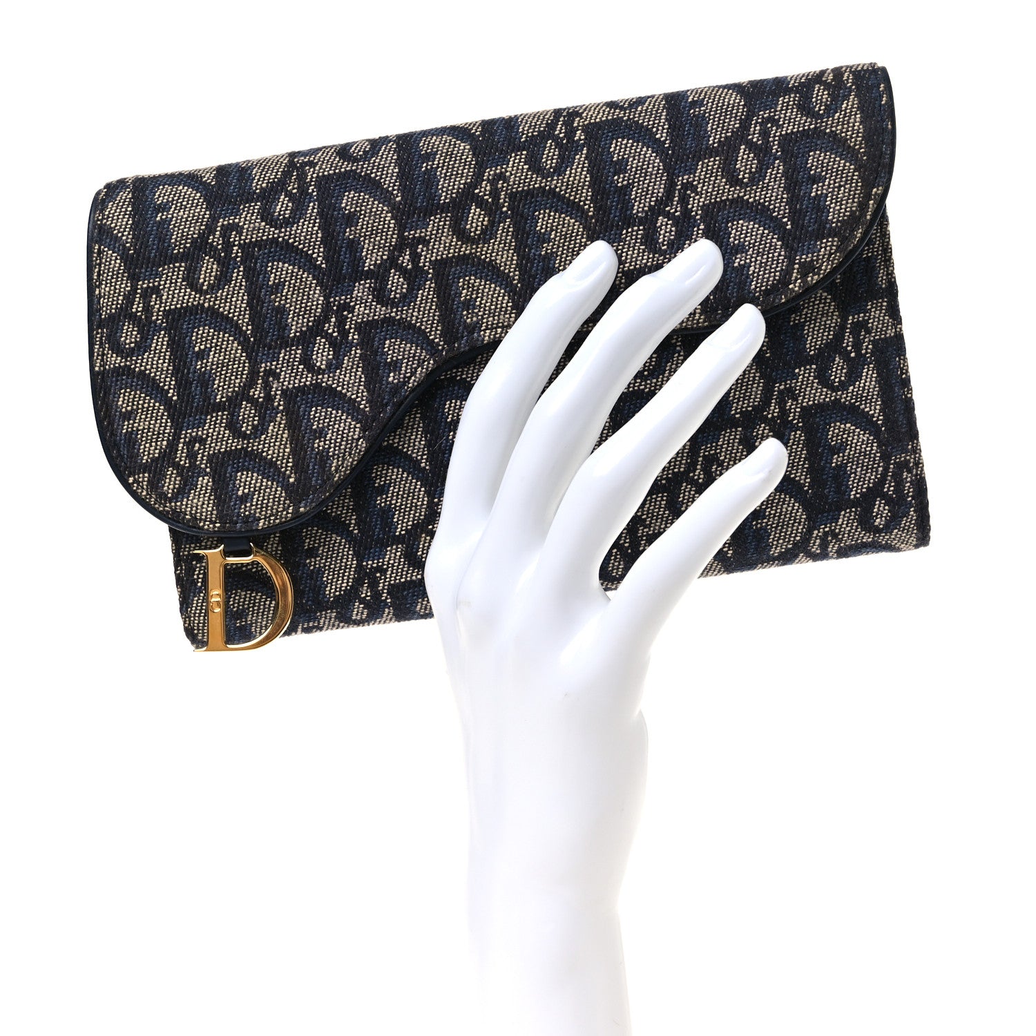 Christian Dior Monogram Saddle Large Zipped Wallet Blue 2 of 7