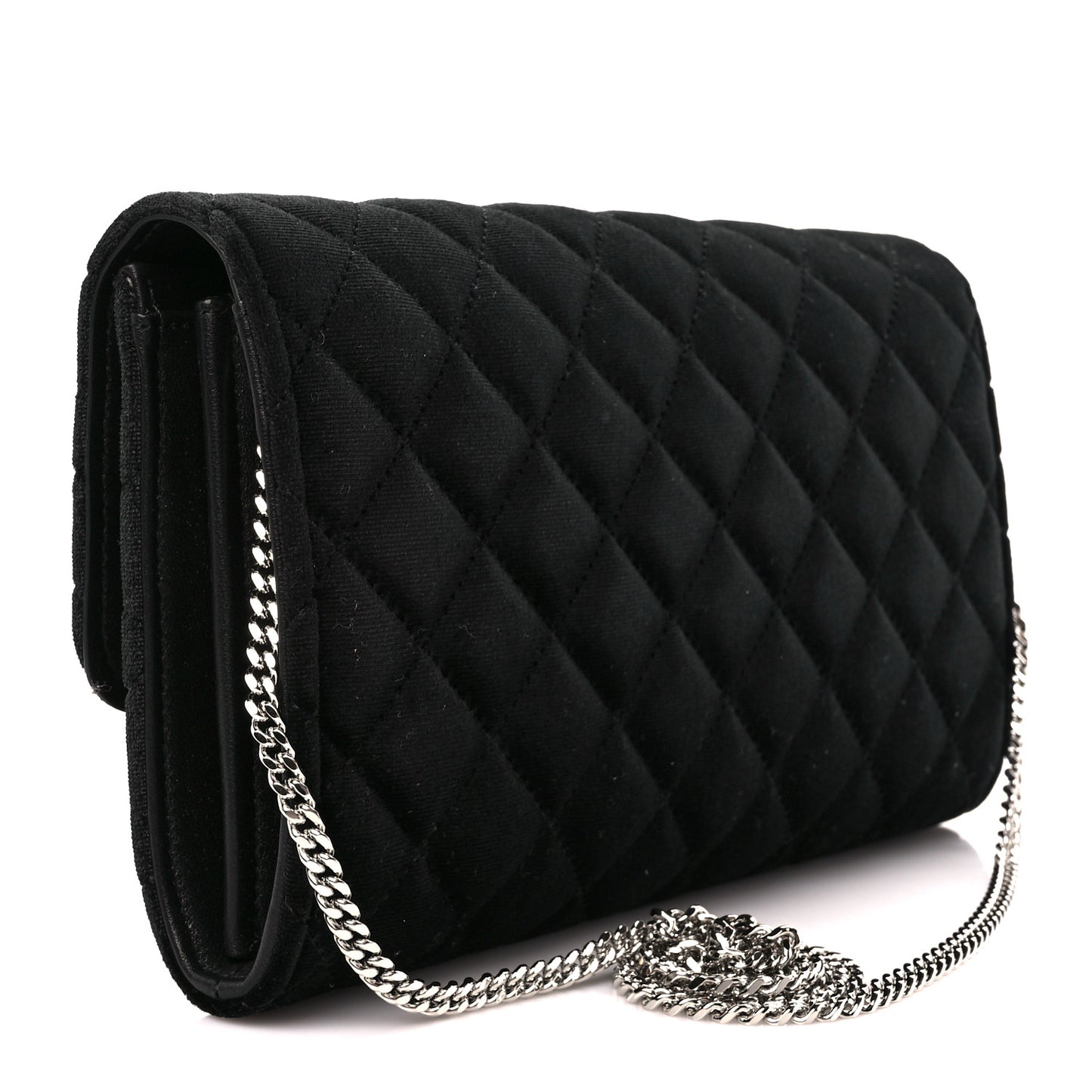 Velvet Quilted Medusa Wallet On Chain Black