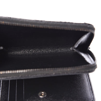 Saint Laurent Grain De Poudre Matelasse Chevron Monogram Compact Zip Around Wallet Black 5 of 11