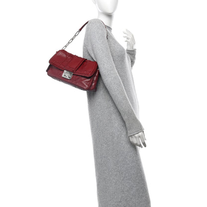 Christian Dior Lambskin Cannage Ruffle New Lock Flap Red 2 of 12