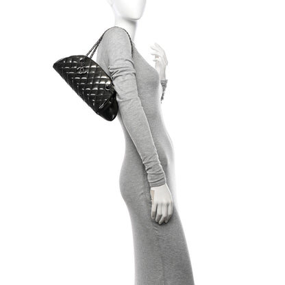 Chanel Patent Quilted Small Just Mademoiselle Bowling Bag Grey Black 2 of 11