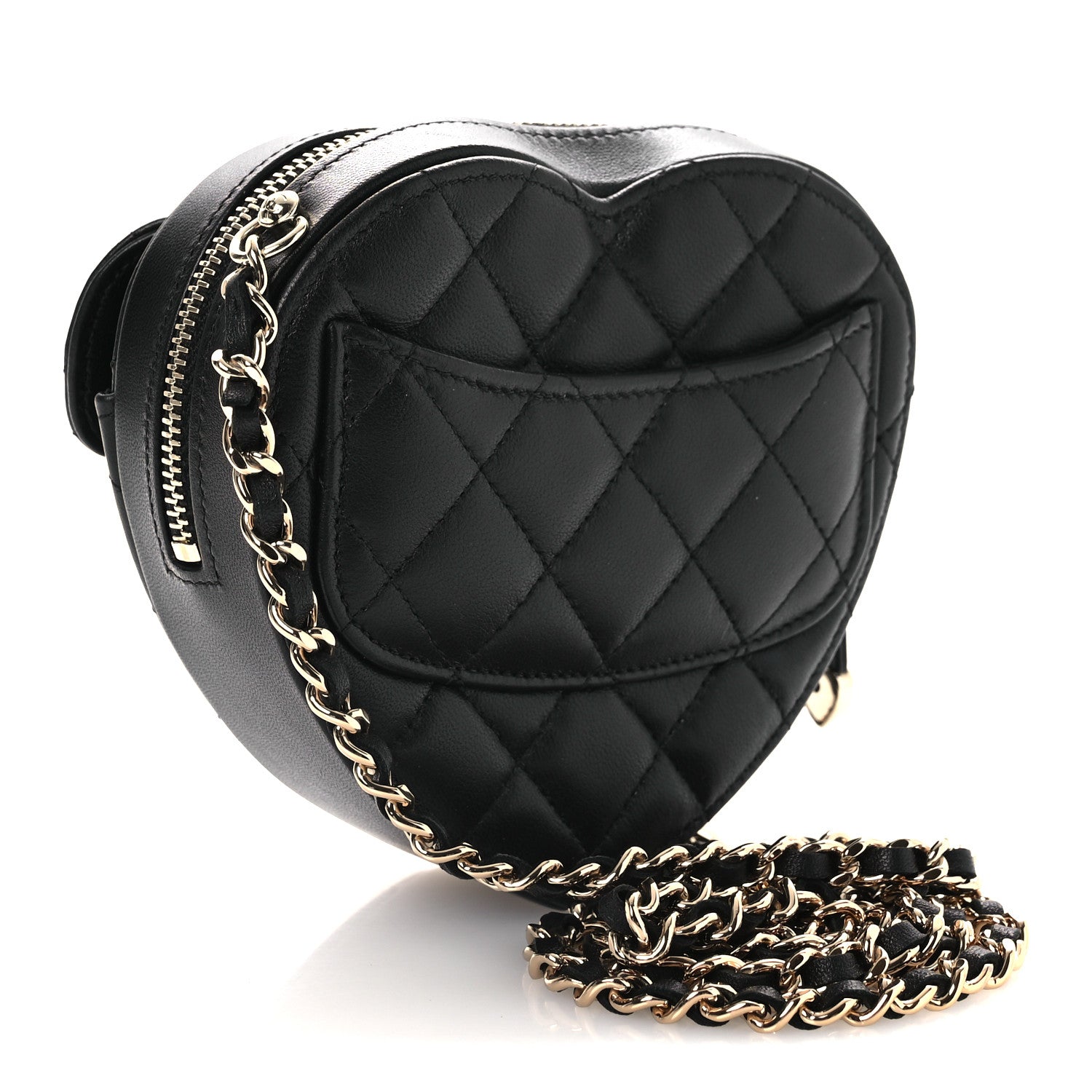 Chanel Lambskin Quilted CC In Love Heart Clutch With Chain Black 3 of 11