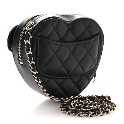 Chanel Lambskin Quilted CC In Love Heart Clutch With Chain Black 3 of 11