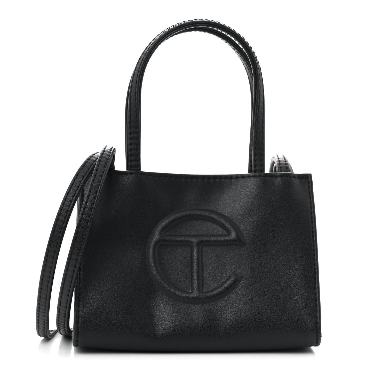 Vegan Leather Small Shopping Bag Black